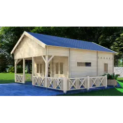 Casa in legno SAMANTHA 6x8, 44mm, fronte lato destro