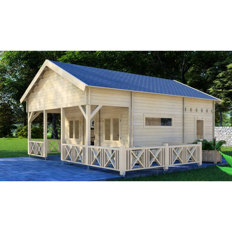 Casa in legno SAMANTHA 6x8, 44mm, fronte lato destro