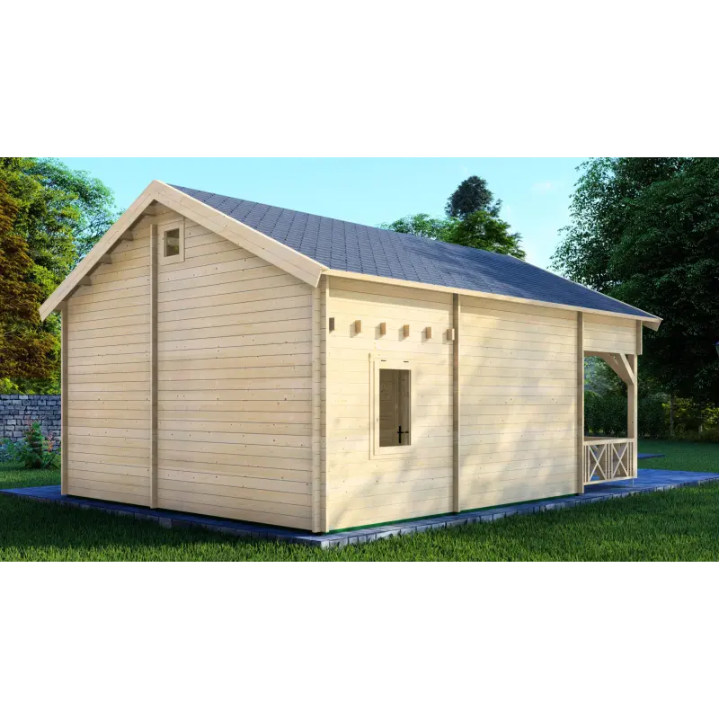 Casa in legno SAMANTHA 6x8, 44mm, retro