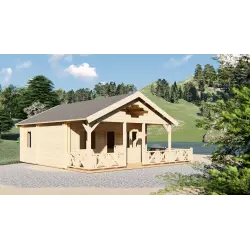 Casa di legno SAMANTHA 6x8, 68mm, vista frontale