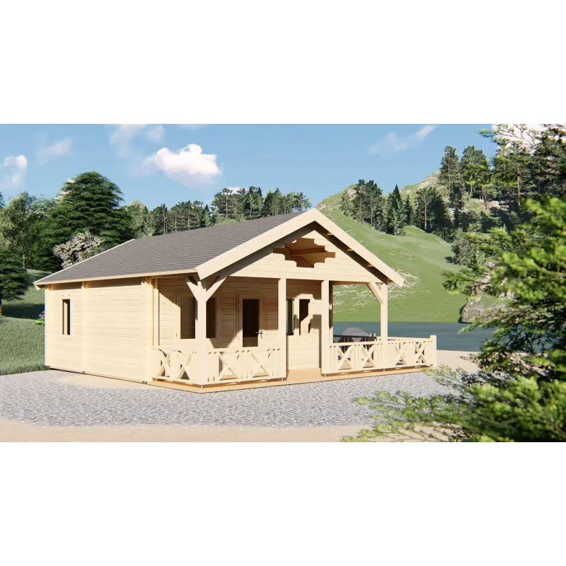 Casa di legno SAMANTHA 6x8, 68mm, vista frontale
