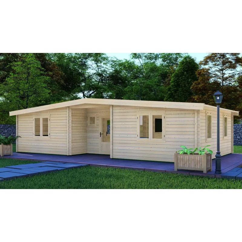 Casa di legno ELETTRA 10.5x6, 44mm, fronte lato destro