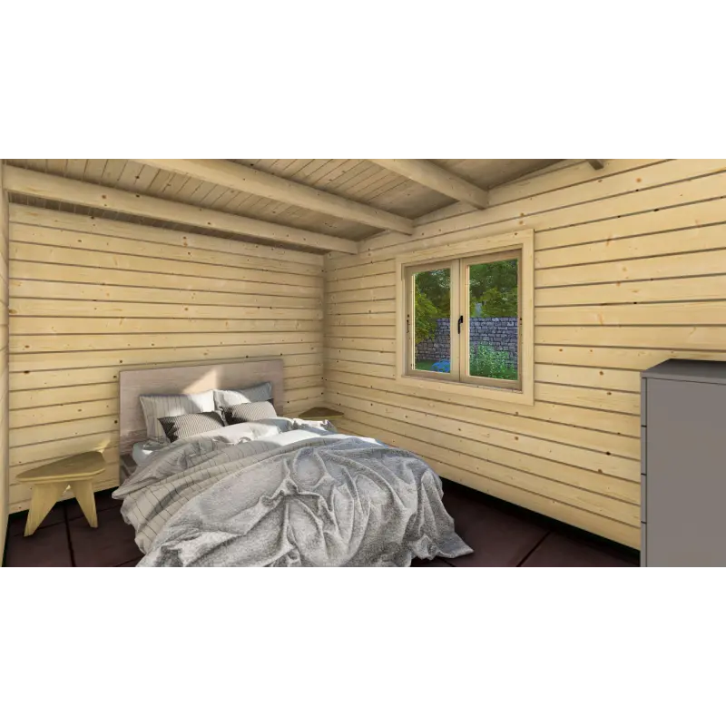 Casa di legno ELETTRA 10.5x6, 44mm, interno camera da letto A