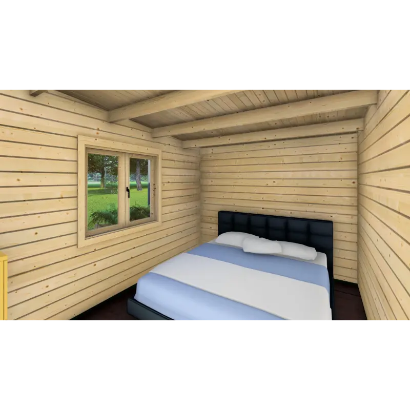 Casa di legno ELETTRA 10.5x6, 44mm, interno camera da letto B