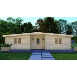 Casa di legno ELETTRA 10.5x6, 44mm, vista frontale