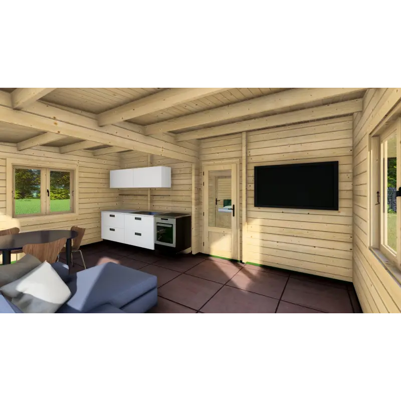 Casa di legno ELETTRA 10.5x6, 68mm, interno open space