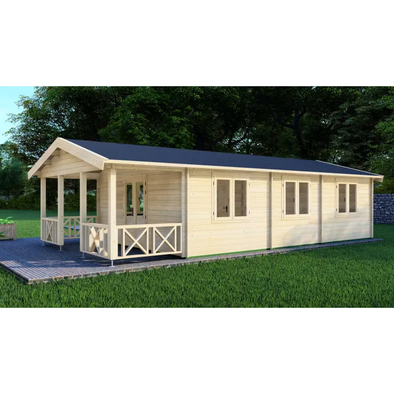 Casa in legno LAVINIA 5x10, 44mm, fronte lato destro