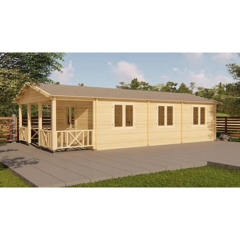 Casa in legno LAVINIA 5x10, 68mm, fronte lato destro