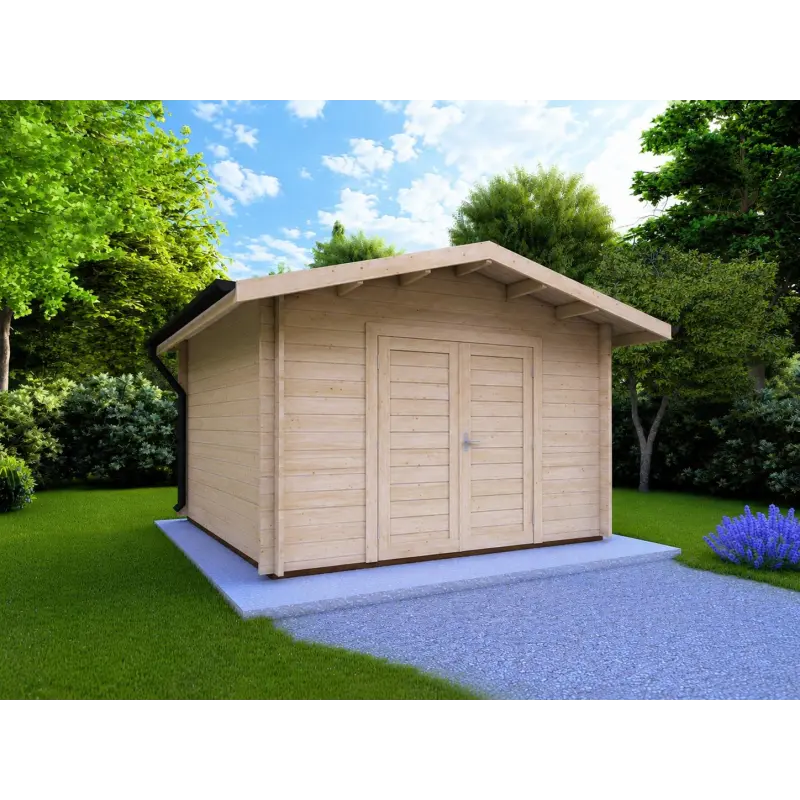 Casetta da giardino in pronta consegna 4x3, 44mm, fronte lato sinistro