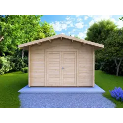 Casetta da giardino in pronta consegna 4x3, 44mm, vista frontale