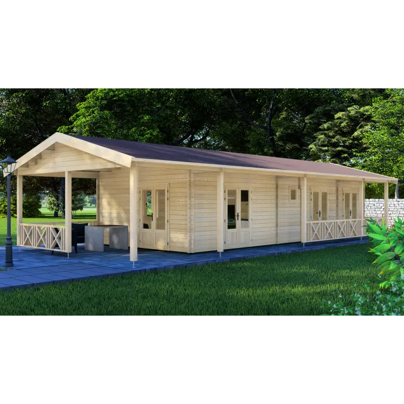Casa di legno AMANDA 6x14, 44mm, fronte lato destro