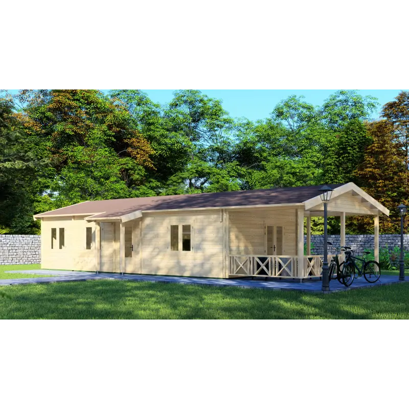 Casa di legno AMANDA 6x14, 44mm, lato snistro