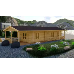 Casa in legno AMANDA 6x14. 68mm, fronte lato destro