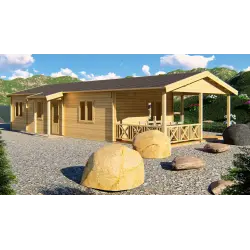 Casa in legno AMANDA 6x14. 68mm, fronte lato sinistro