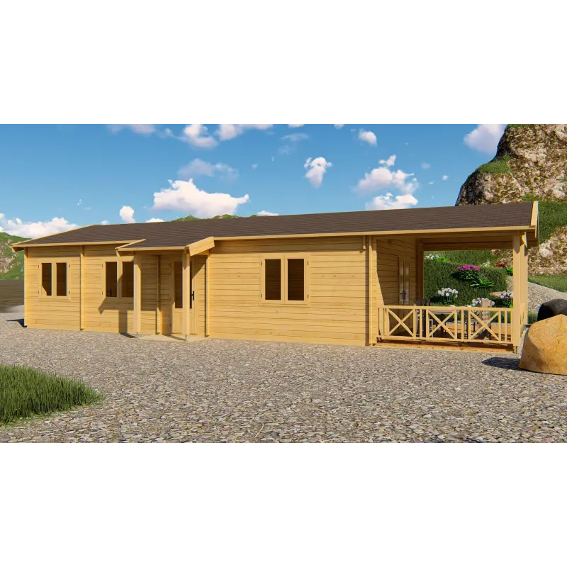 Casa in legno AMANDA 6x14. 68mm, lato sinistro