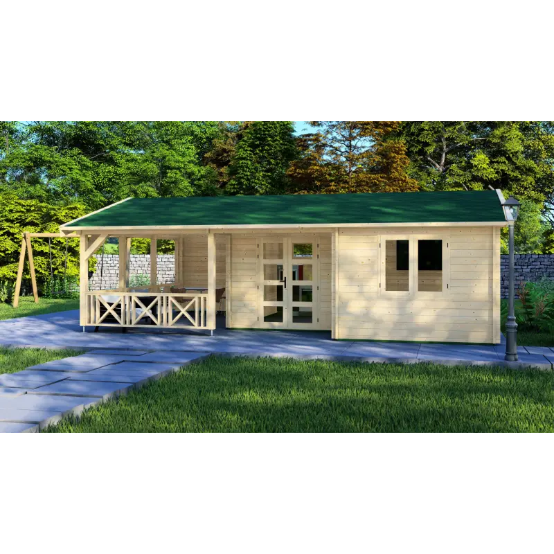 Casa di legno WANDA 8.5x6, 44mm, fronte lato destro