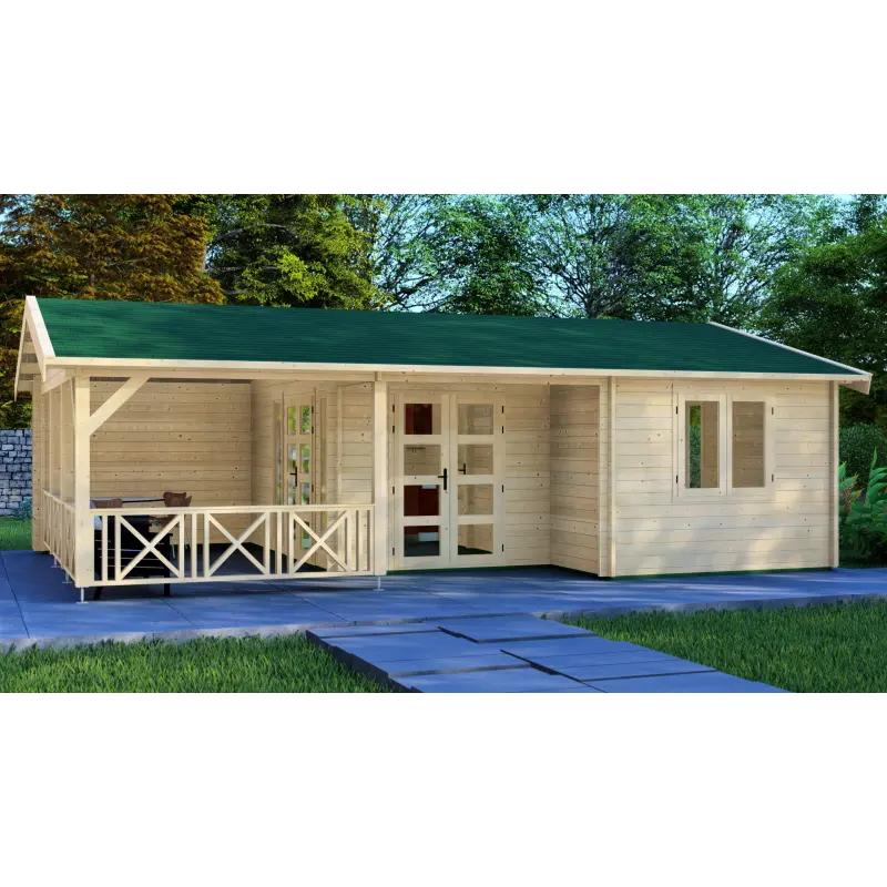 Casa di legno WANDA 8.5x6, 44mm, vista frontale