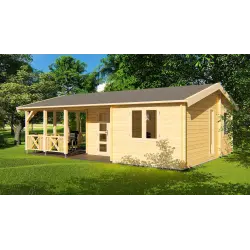 Casa in legno WANDA 8.5x6, 68mm, fronte lato destro
