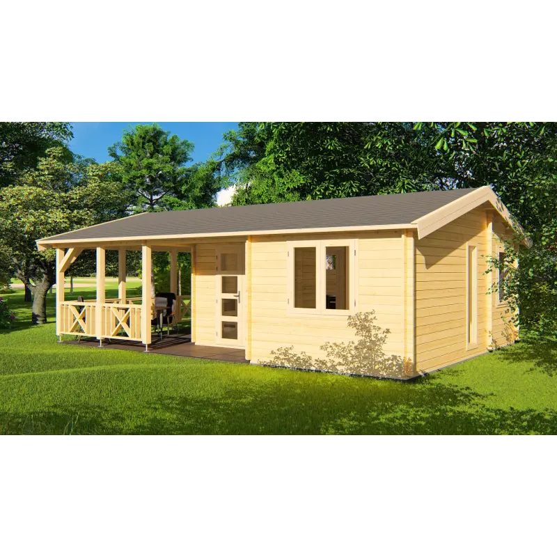 Casa in legno WANDA 8.5x6, 68mm, fronte lato destro