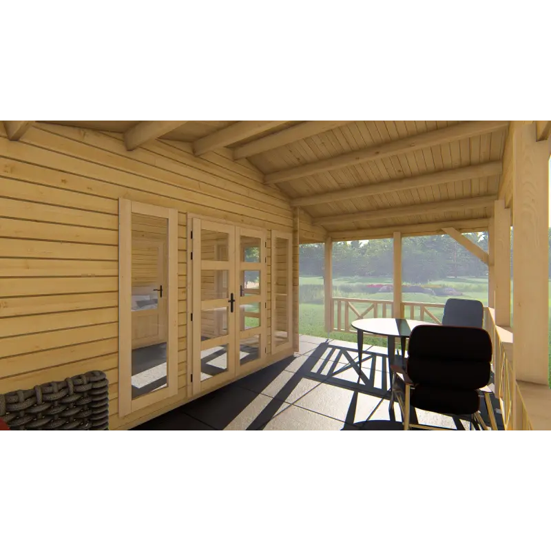 Casa in legno WANDA 8.5x6, 68mm, veranda