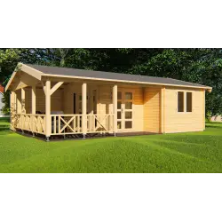 Casa in legno WANDA 8.5x6, 68mm, vista frontale