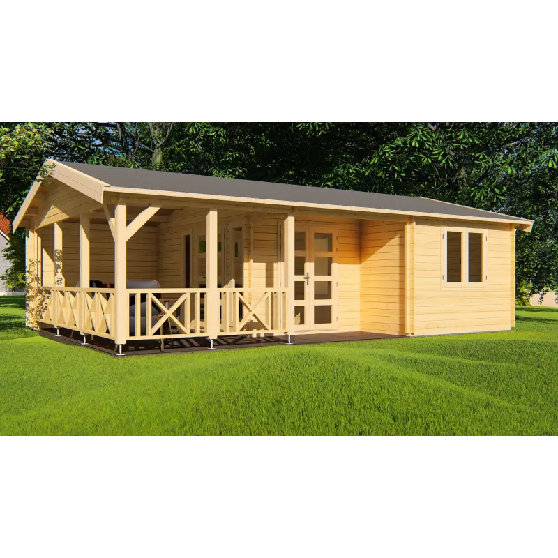 Casa in legno WANDA 8.5x6, 68mm, vista frontale