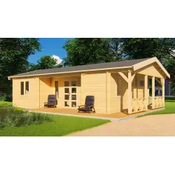 Casa di legno CHANTAL 10x6, 68mm, fronte lato destro
