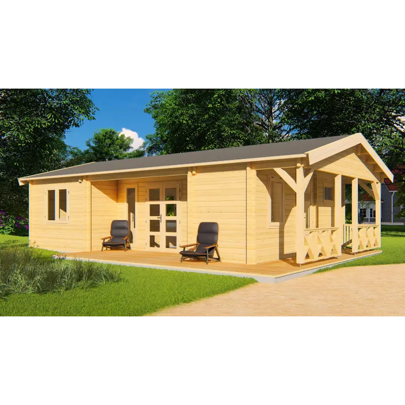Casa di legno CHANTAL 10x6, 68mm, fronte lato destro