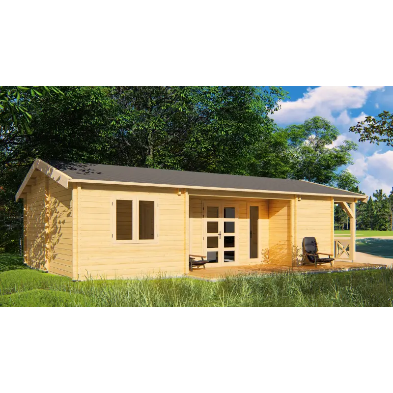 Casa di legno CHANTAL 10x6, 68mm, vista frontale