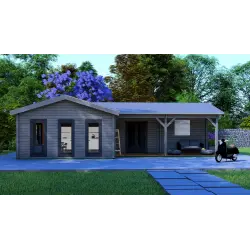 Casa in legno VENERE 11x6, 68mm, vista frontale
