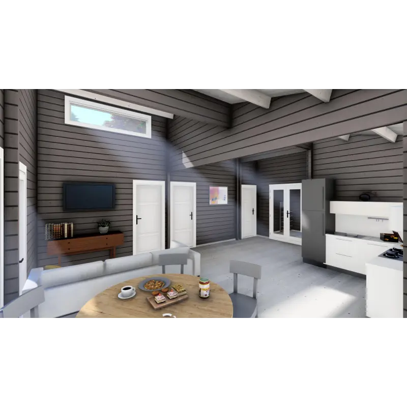 Casa di legno DILETTA 9x8, 68mm, interno cucina