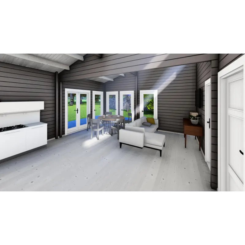 Casa di legno DILETTA 9x8, 68mm, interno open space