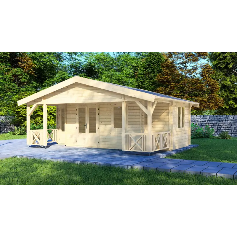 Casa in legno ALESSIA 6.5x5.5, 44mm, fronte lato destro