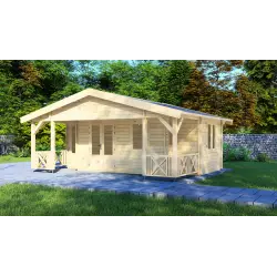 Casa di legno ALESSIA 6.5x5.5, 68mm, fronte lato destro