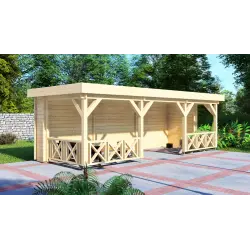 Tettoiadi legno per esterno 7.5x3, 44mm, vista frontale