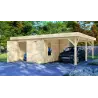 Garage in legno con tettoia 7x6, 44mm, fronte lato destro
