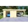 Garage in legno con tettoia 7x6, 44mm, vista frontale
