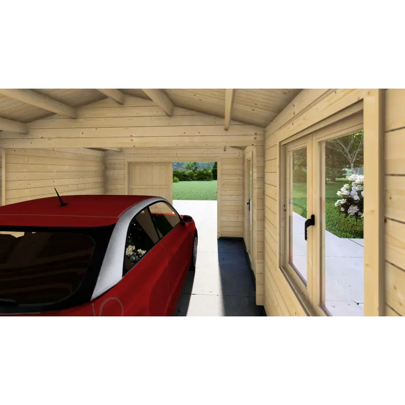Garage di legno singolo 6x4, 44mm, interno
