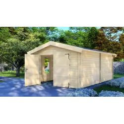 Garage di legno singolo 6x4, 44mm, fronte lato destro