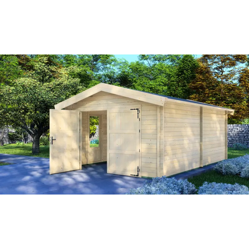 Garage di legno singolo 6x4, 44mm, fronte lato destro