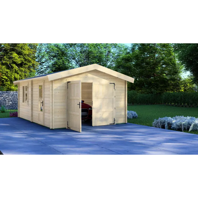 Garage di legno singolo 6x4, 44mm, lato sinistro