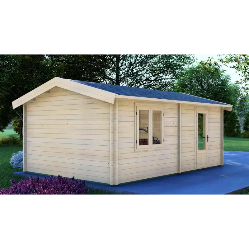Garage di legno singolo 6x4, 44mm, retro