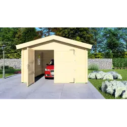 Garage di legno singolo 6x4, 44mm, vista frontale
