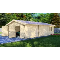 Garage in legno doppio 6x9, 44mm, fronte lato destro