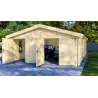 Garage in legno doppio 6x9, 44mm, vista frontale