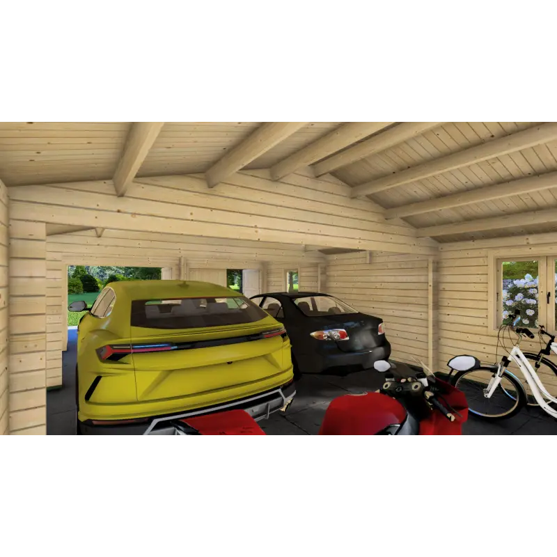 Garage di legno doppio 6x9, 68mm, interno