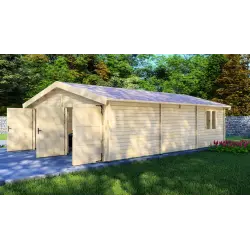 Garage di legno doppio 6x9, 68mm, fronte lato destro