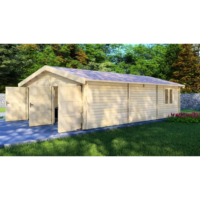 Garage di legno doppio 6x9, 68mm, fronte lato destro