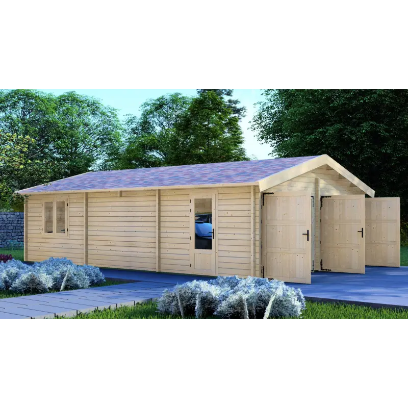 Garage di legno doppio 6x9, 68mm, lato sinistro