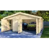 Garage di legno doppio 6x9, 68mm, vista frontale